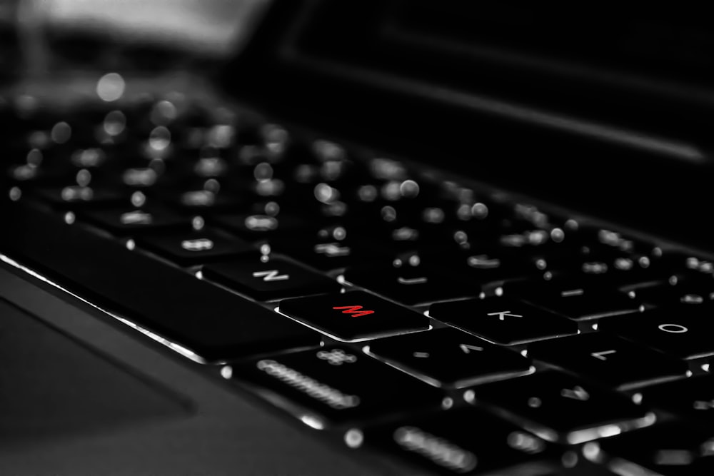 close-up photo of black laptop computer