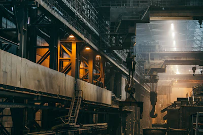 Interior of a large industrial factory