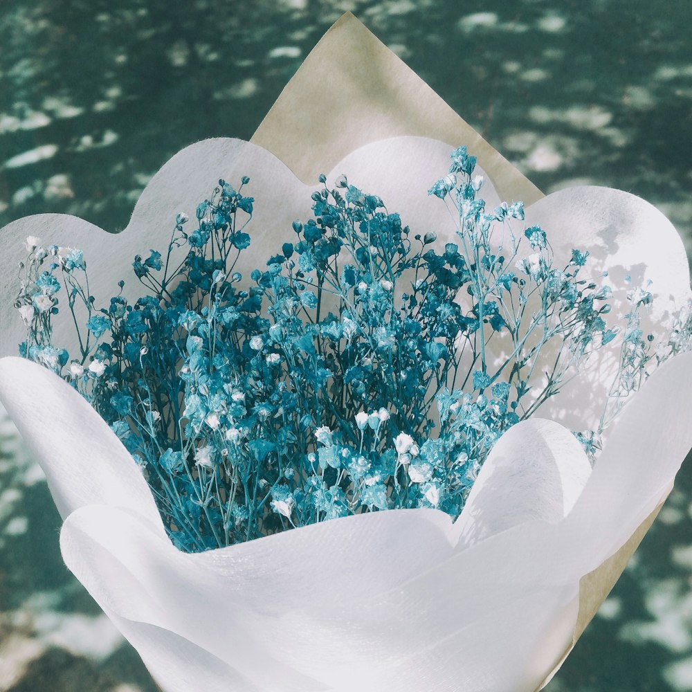 bouquet de fleurs bleues