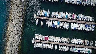 top view photography of ship port drone view google meet background