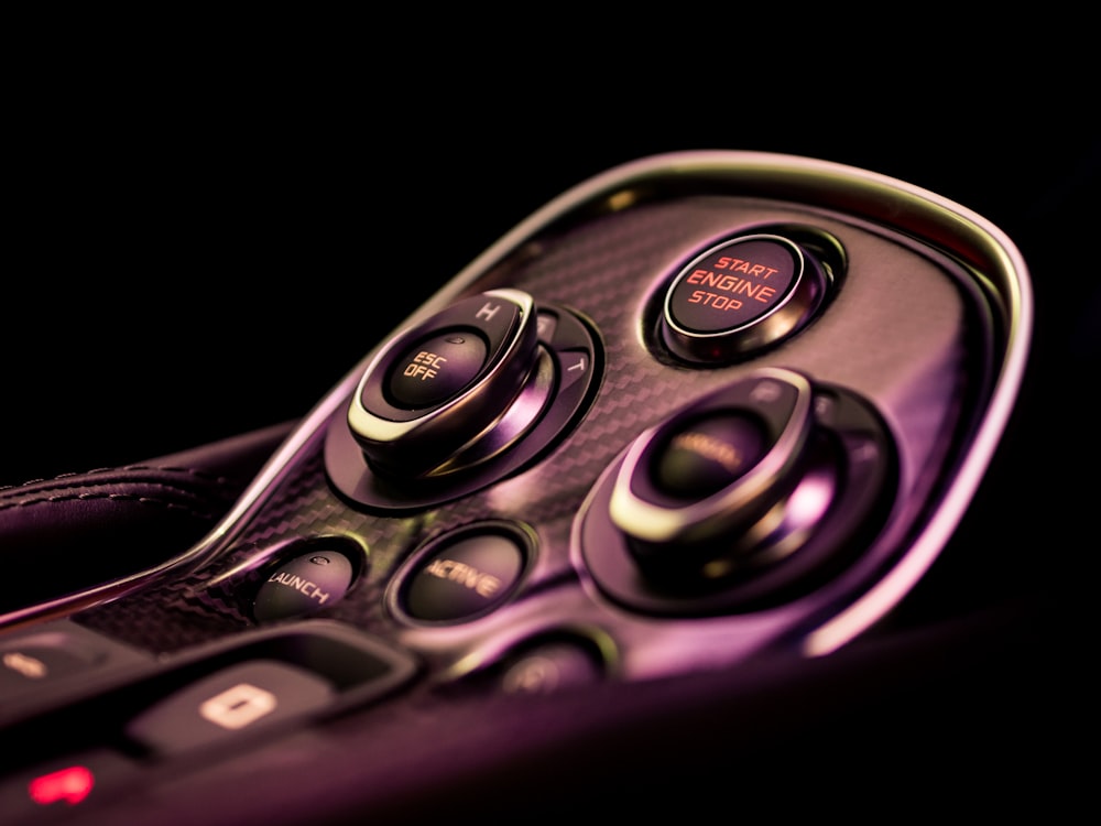 closeup photo of black remote control