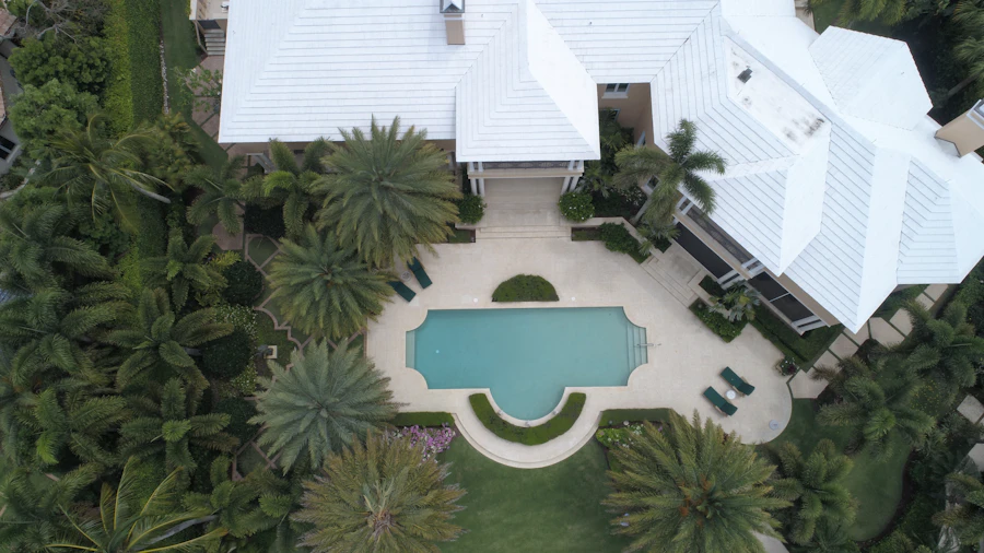 Aerial view of a South Jersey property near a pool