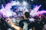 man playing DJ turntable