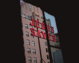 Jesus Saves LED signage on concrete building