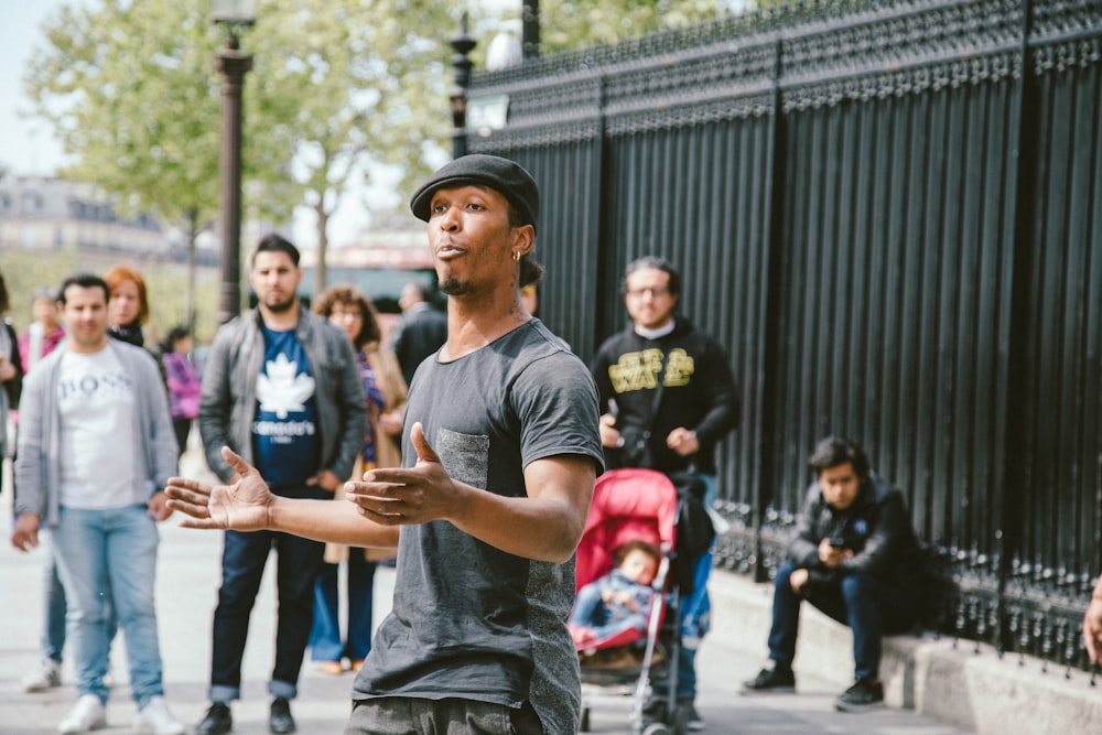 a man standing in front of a group of people