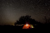 camping tent at night