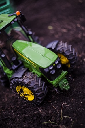 Close-up of a well-maintained agricultural tractor in action.