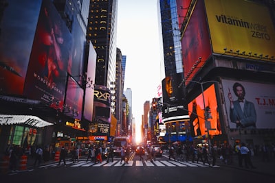 time square, new york during daytime new york city google meet background