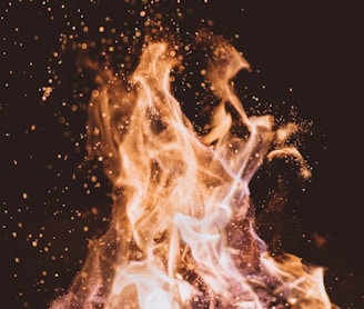 close-up photo of fire at nighttime