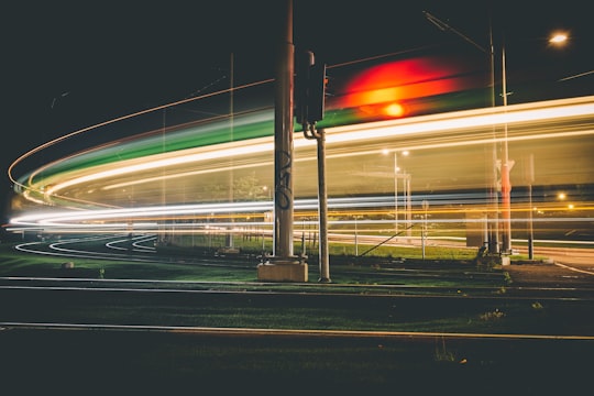 timelapse photography of post lamps at nighttime in Gothenburg Sweden