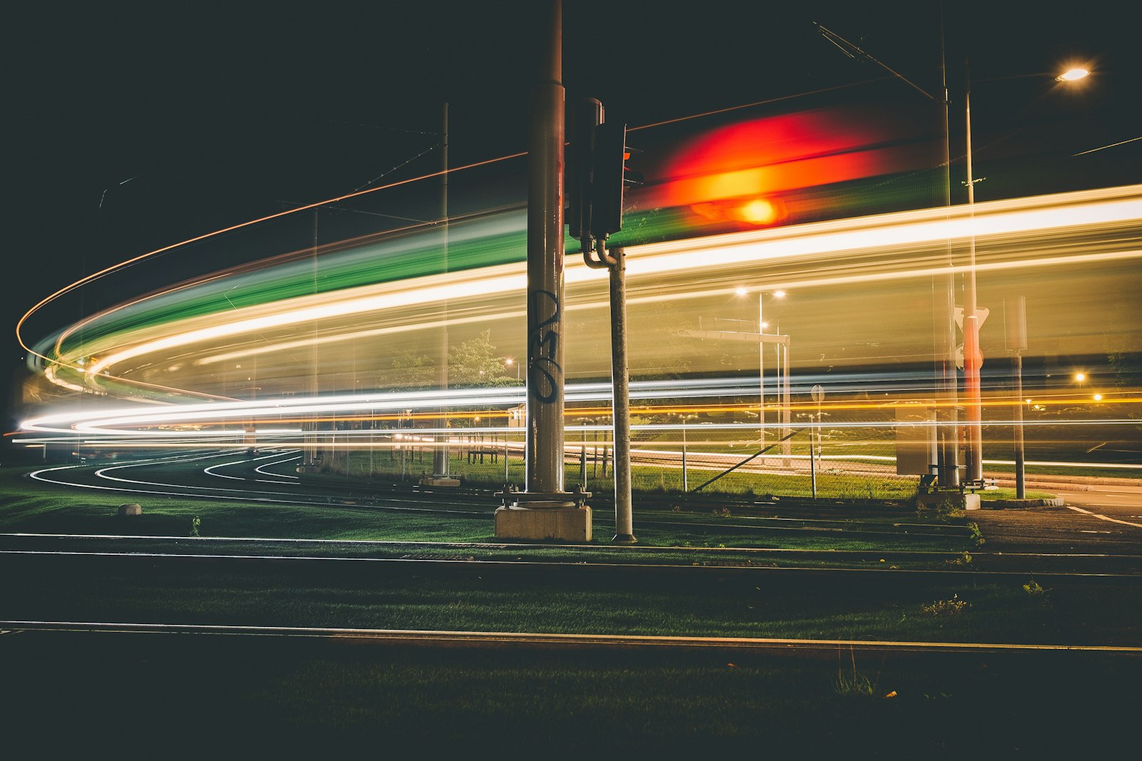 Timelapse photography of post lamps at nighttime