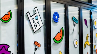 assorted-color-and-type glass stickers