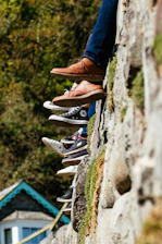 tilt-shift photography of shoes