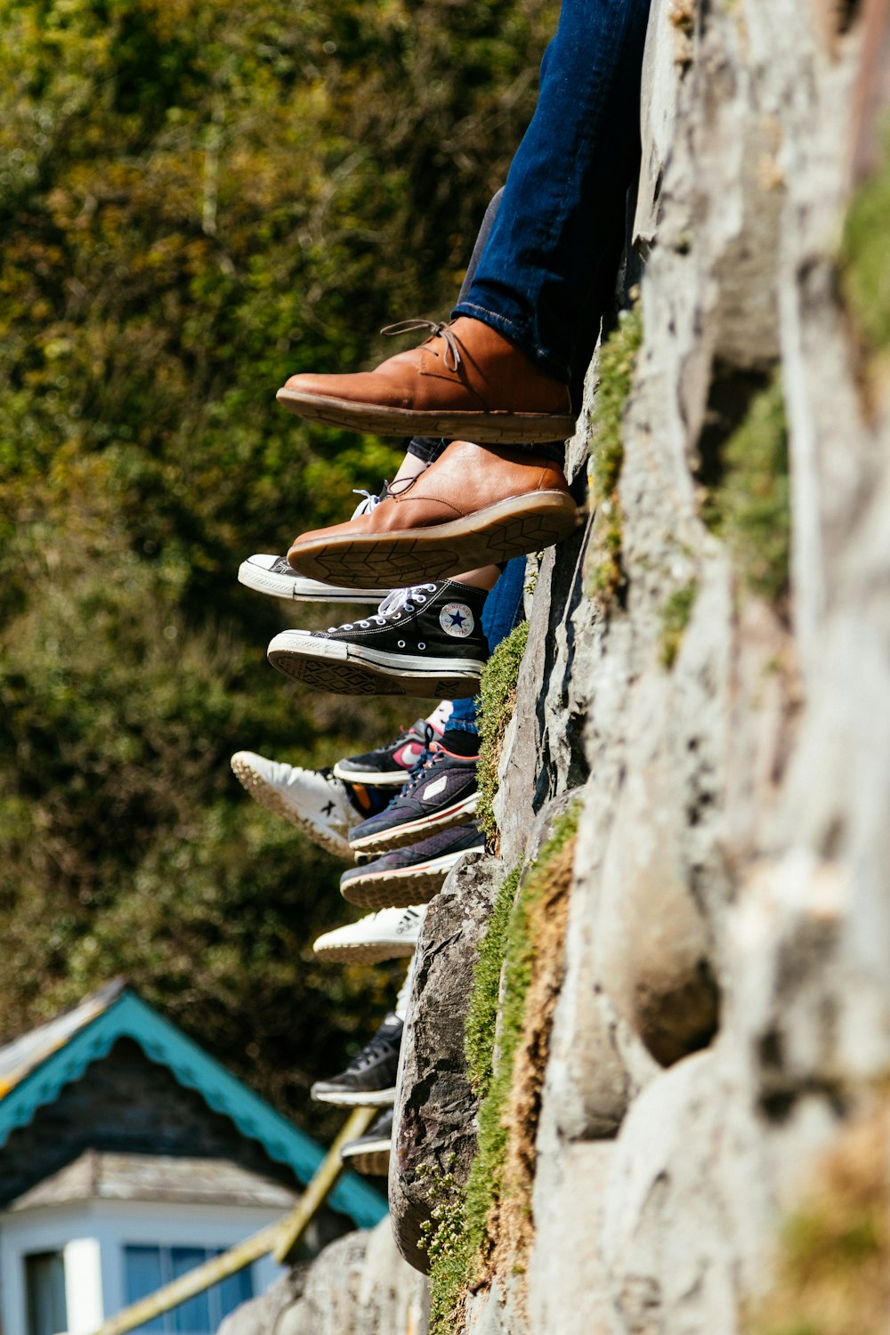 tilt-shift photography of shoes