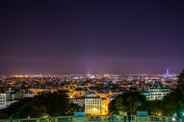 A panoramic view of the rooftop sky bar at Fox Garden New under the night sky.