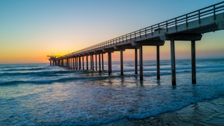 gray concrete bridge above sea water