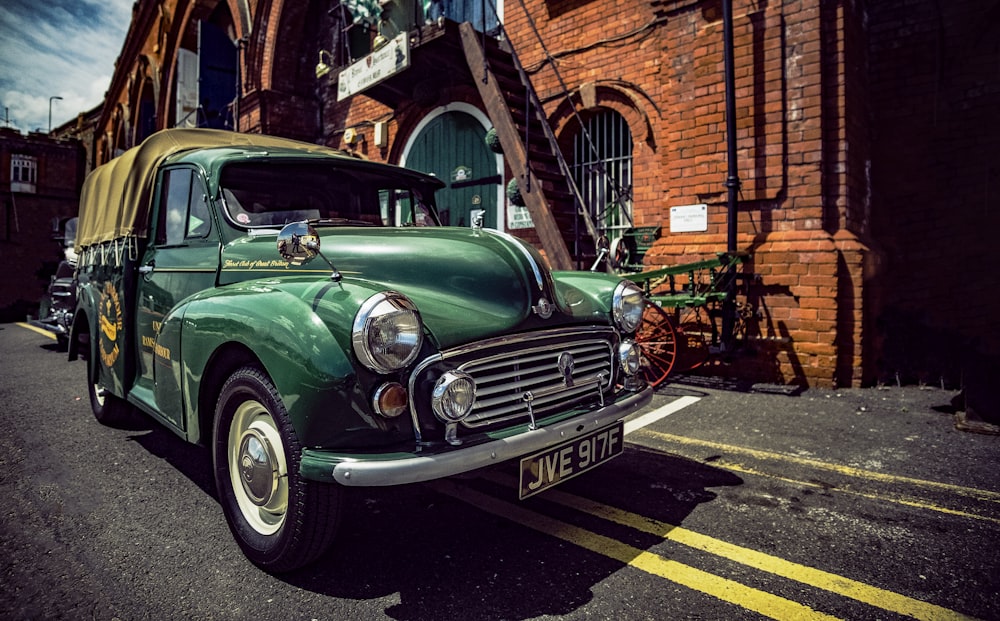 parked green truck