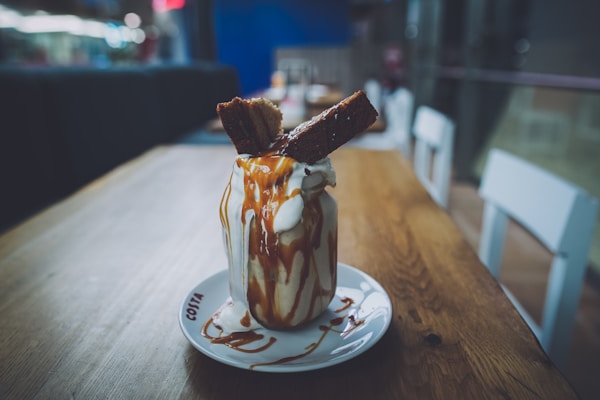 Beverage topped with pastry