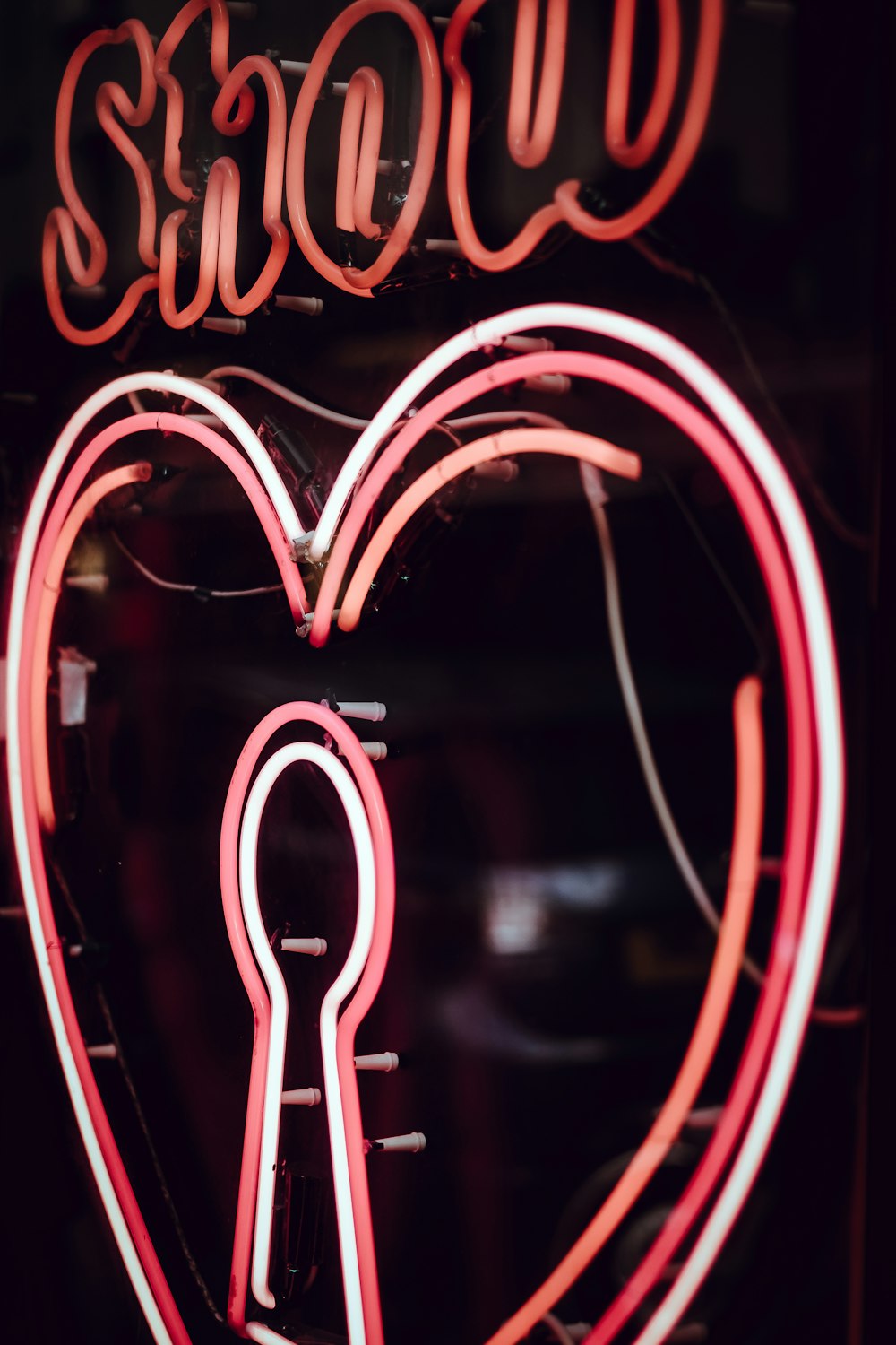 turned on heart LED signage