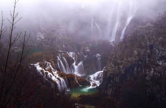 bird's eye view photography of waterfalls in Plitvice Lakes National Park Croatia