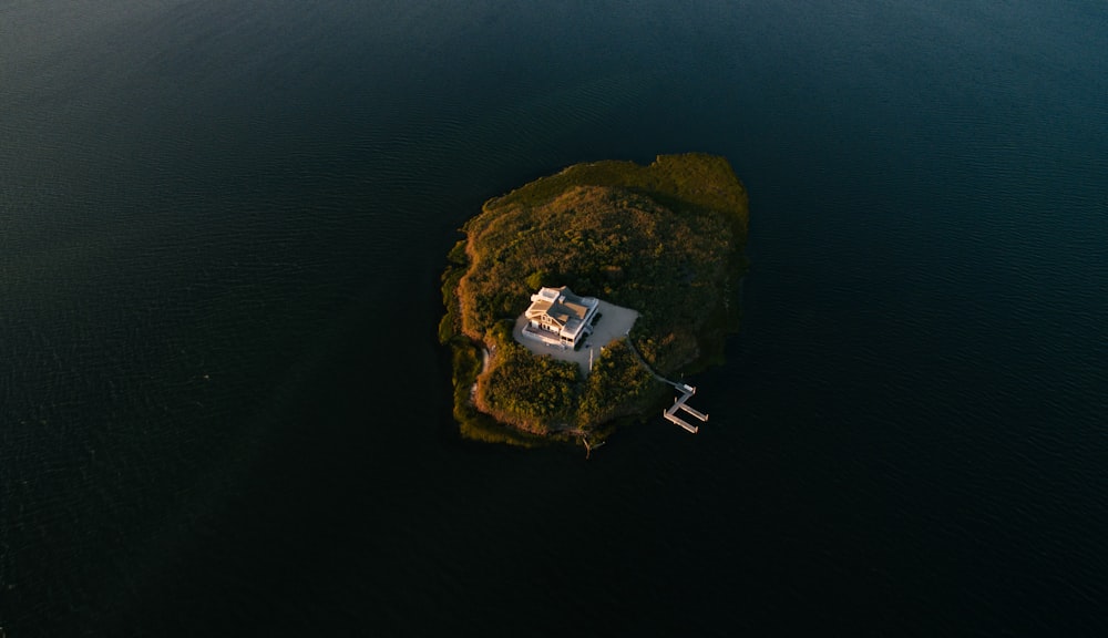 bird's eye view photography of island