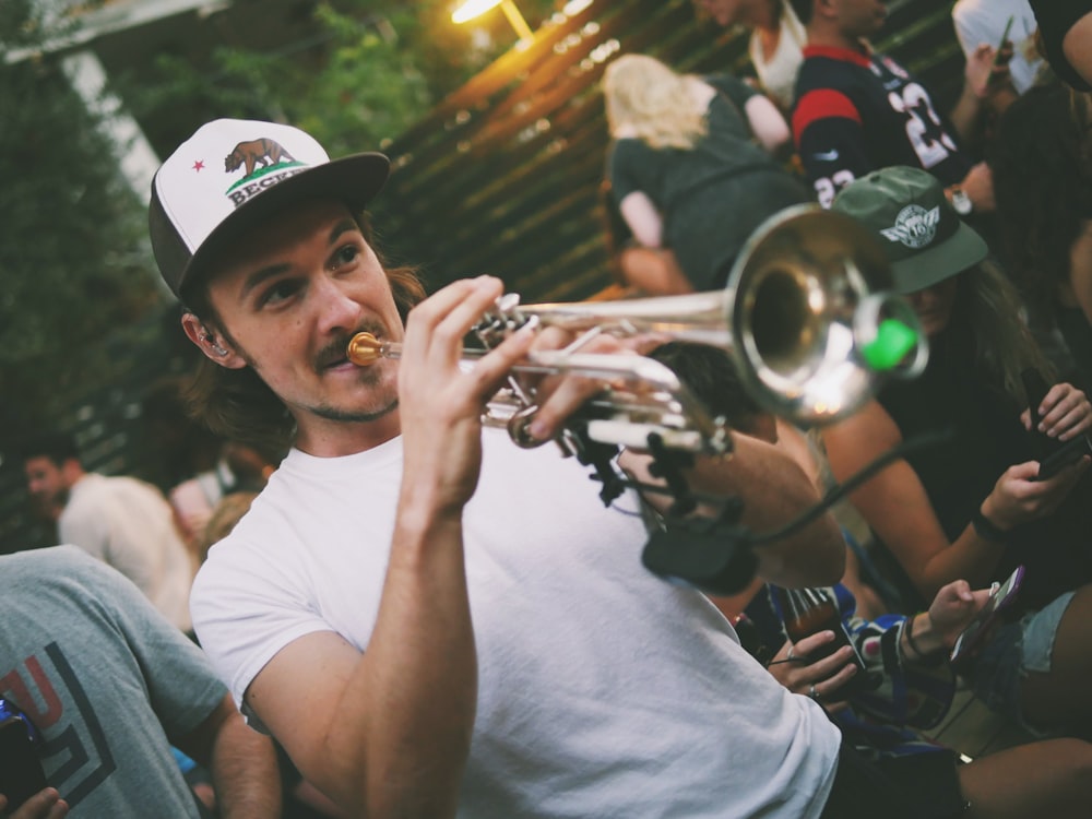 man playing trumpet