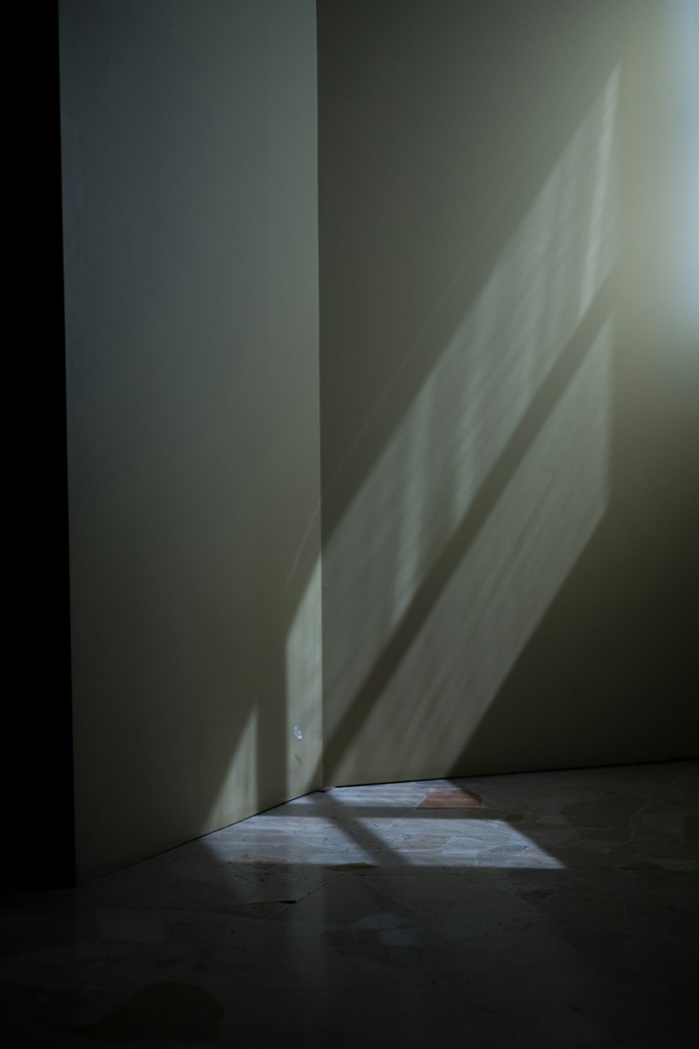 窓から差し込む光が壁に映る影。