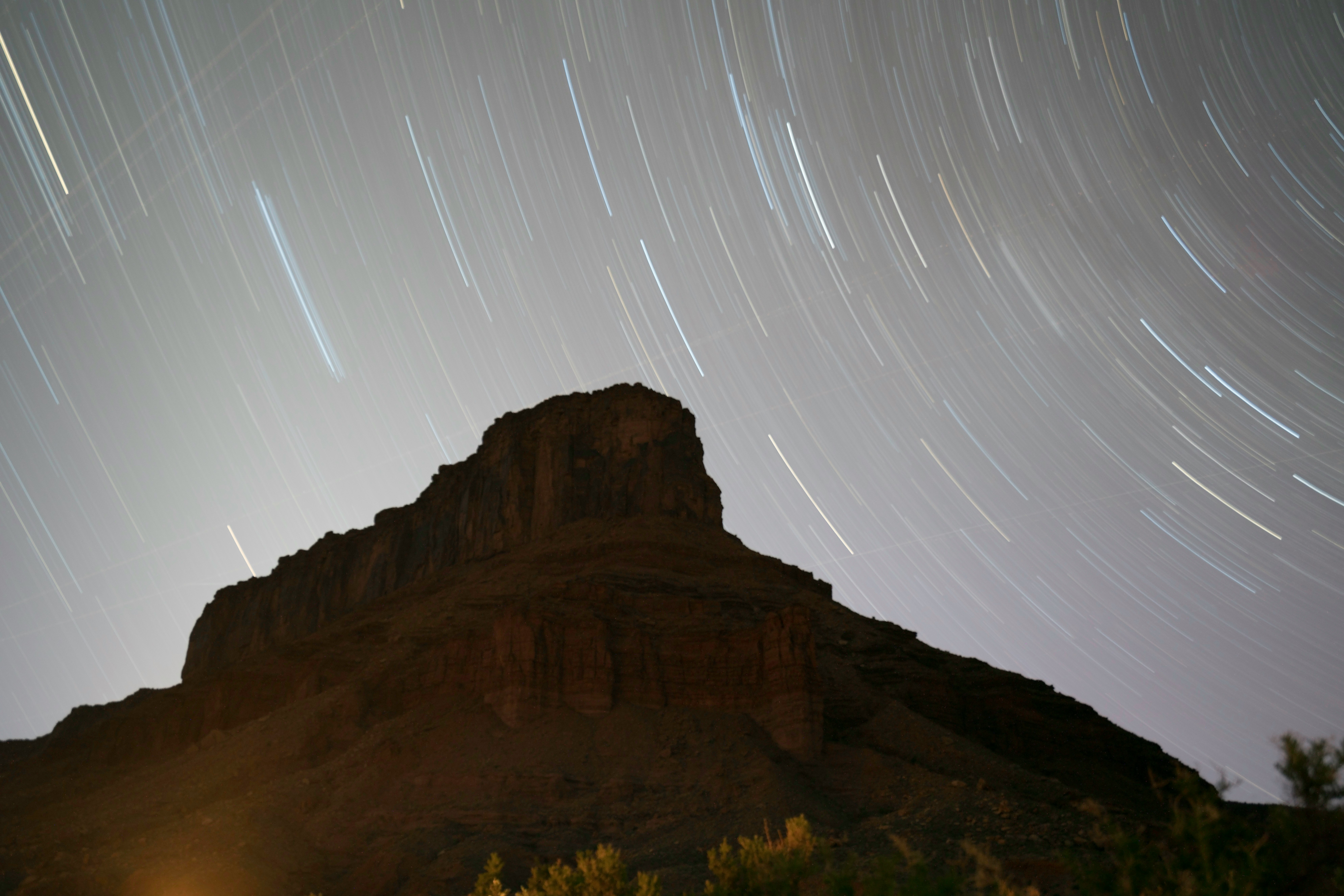 photo of mountain and star trail