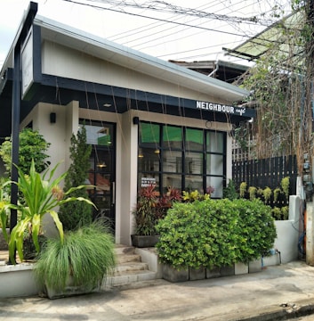 Visual of a modern, minimalistic website for a neighborhood café.