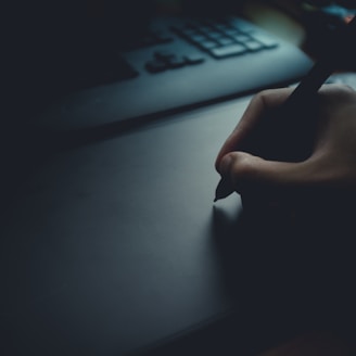 person using track pad