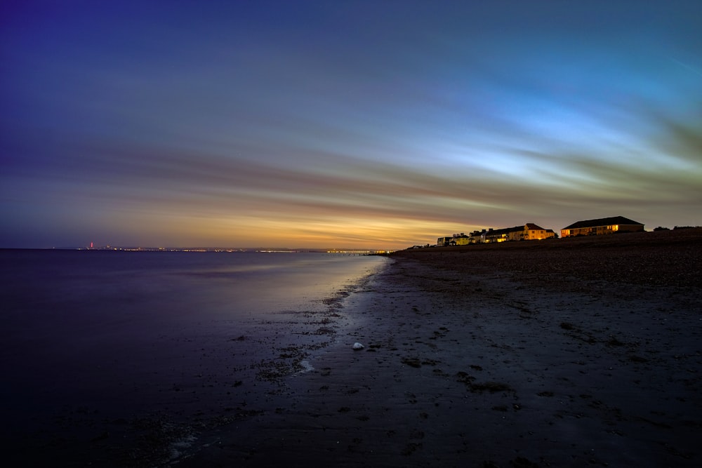 seashore during night time