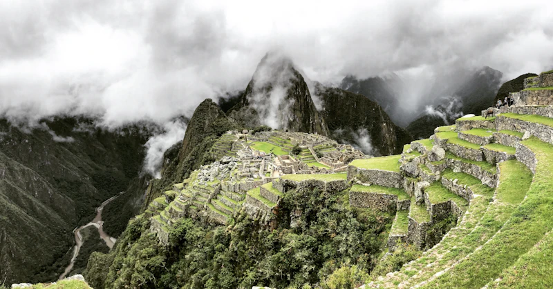 Machu Picchu ruins in the Andes mountains near Cusco, Peru