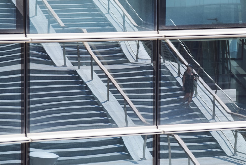 person in stairs