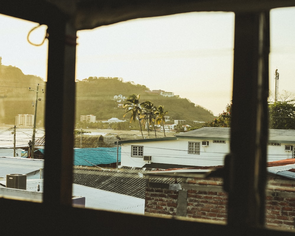 a view of the ocean from a window