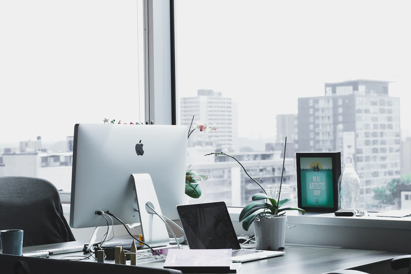 Bright studio workspace prepared for growth
