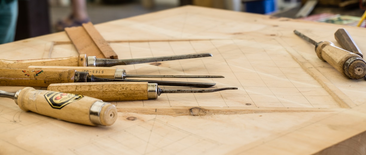 hand tools on top of table