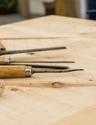 hand tools on top of table