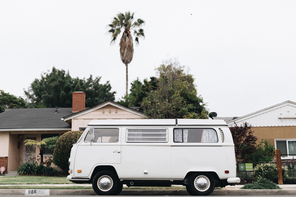 white van in front of house