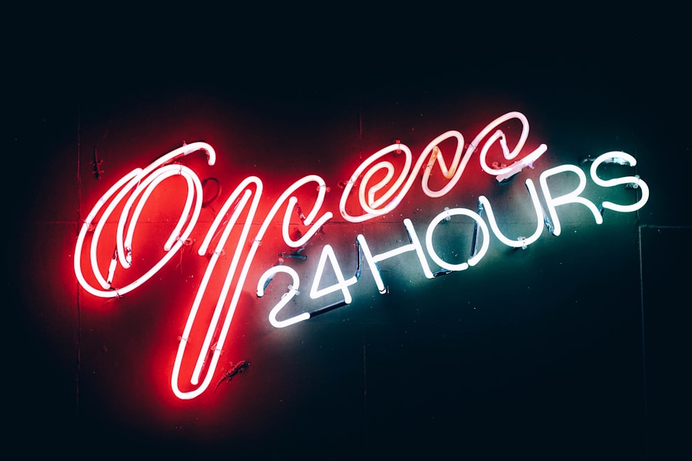 low light photography of LED sign