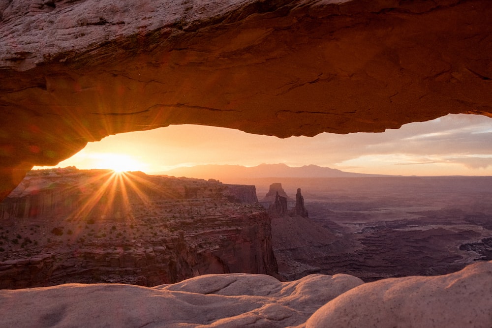 aerial photography of rocky mountain during sunset