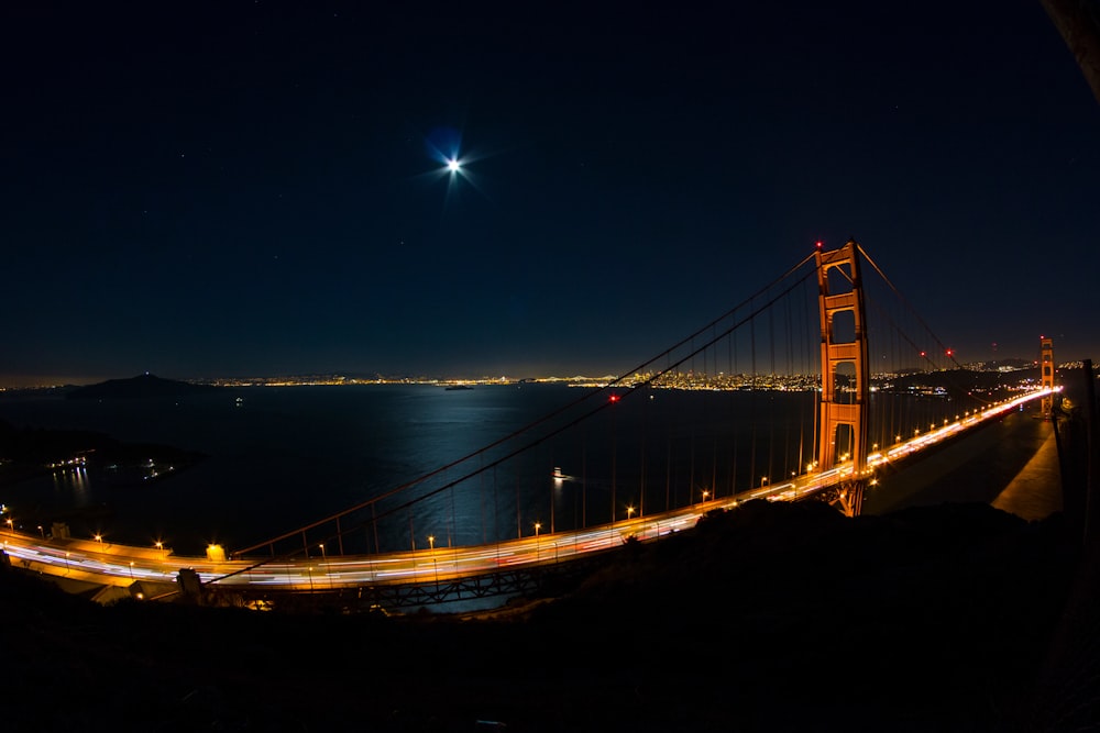 time-lapse photography of Golden Gate, San Francisco during nighttime