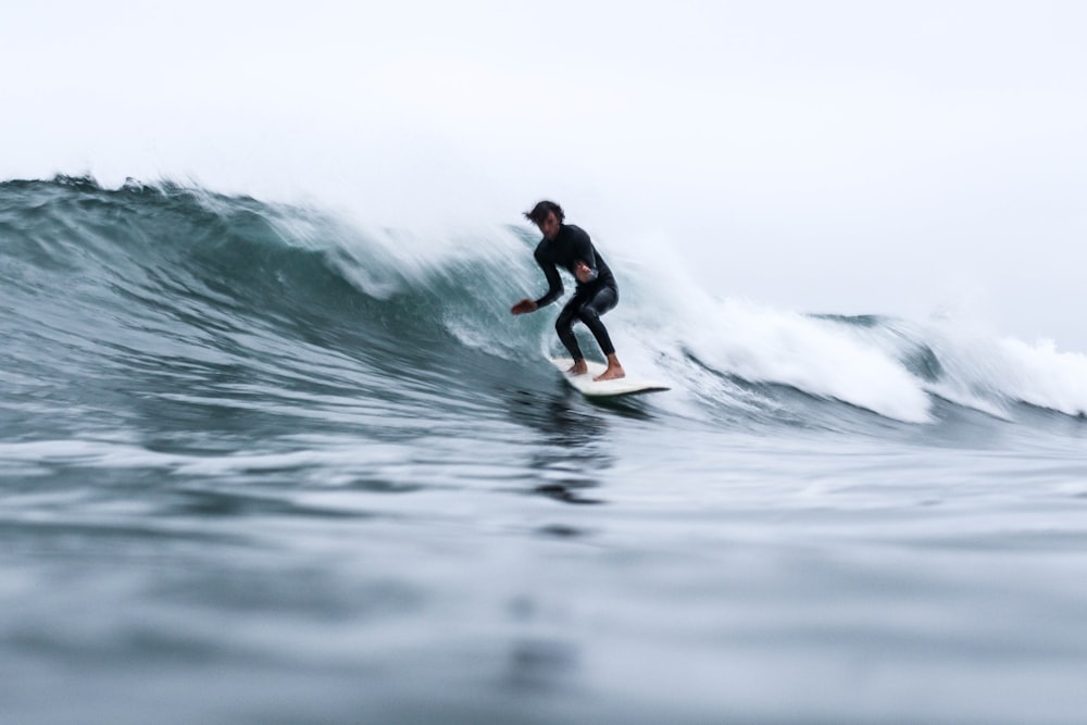 long exposure of man surfing