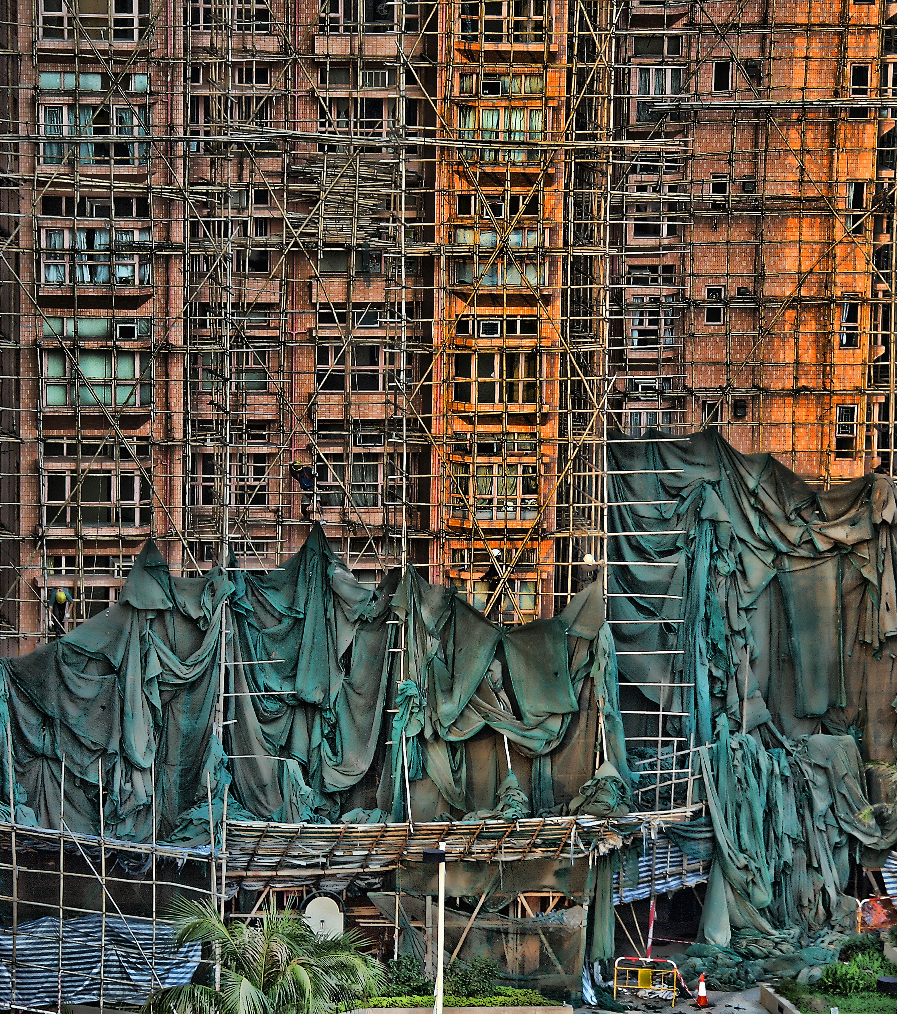 under construction building with scaffoldings