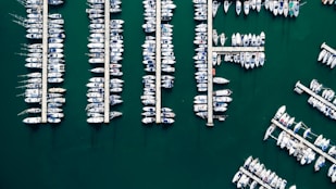 bird's eye view photo of yacht near dock