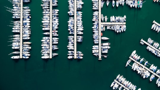 bird's eye view photo of yacht near dock in Dénia Spain