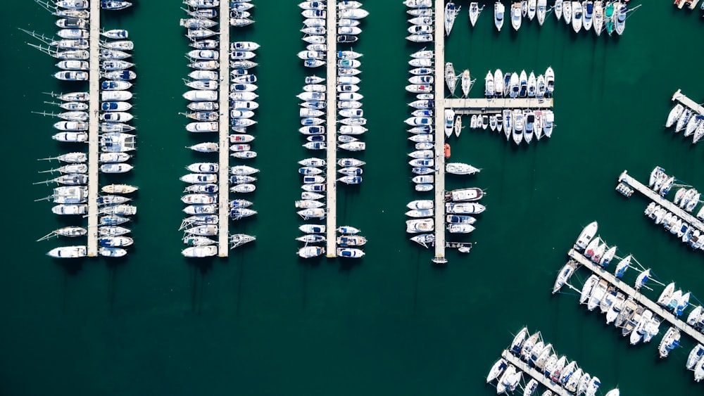 bird's eye view photo of yacht near dock