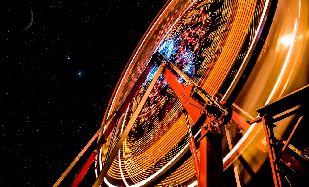 panning photo of brown wheel