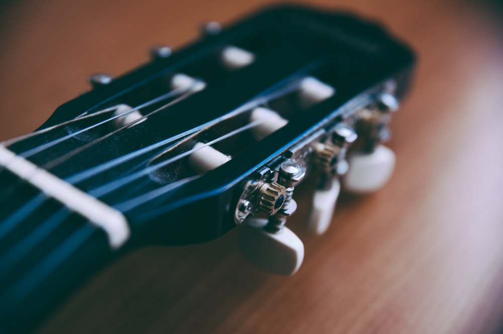 blue and black electric guitar