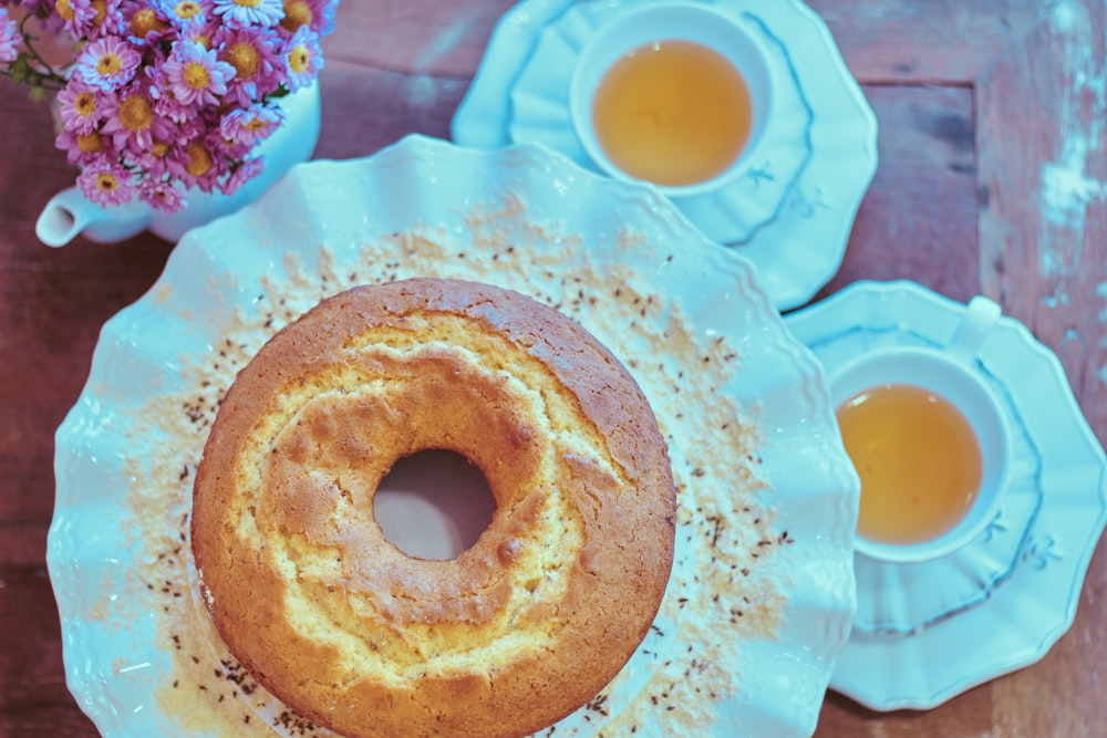 baked bundt cake on cake stand