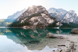 reflection landscape photography of mountain